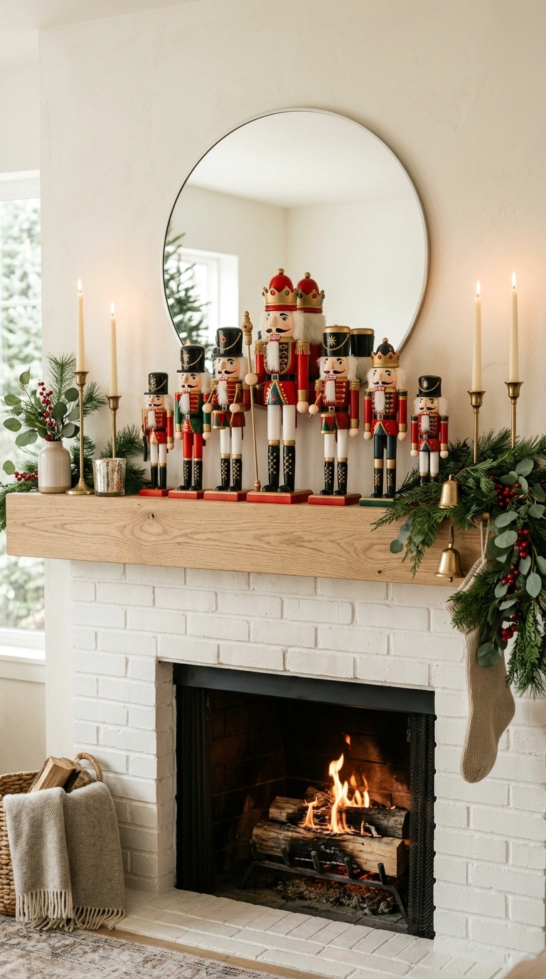 013 Nutcracker Display Shelf A mantel styled with a gr