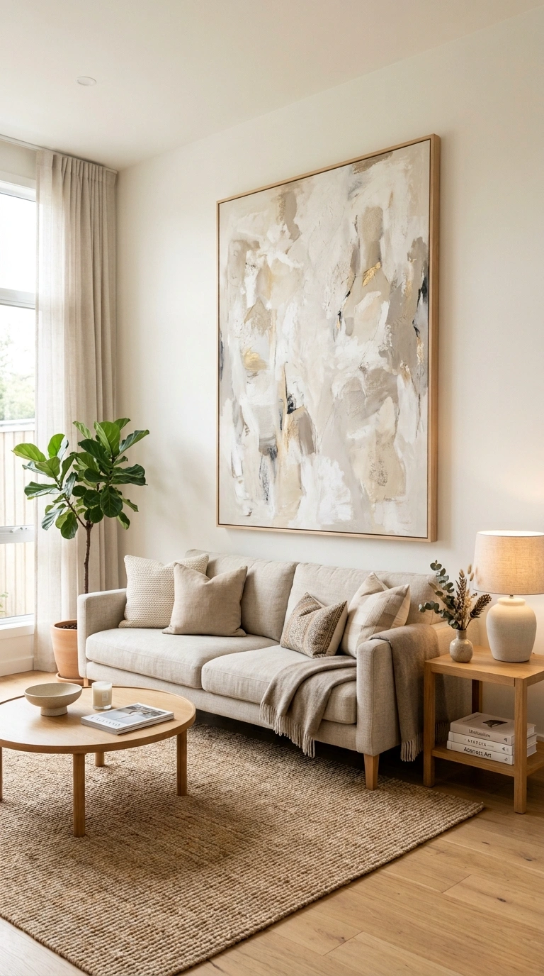 19 Easy Wall Ideas To Make Any Room Look New 14 013 Oversized Art Piece A living room with a large abs