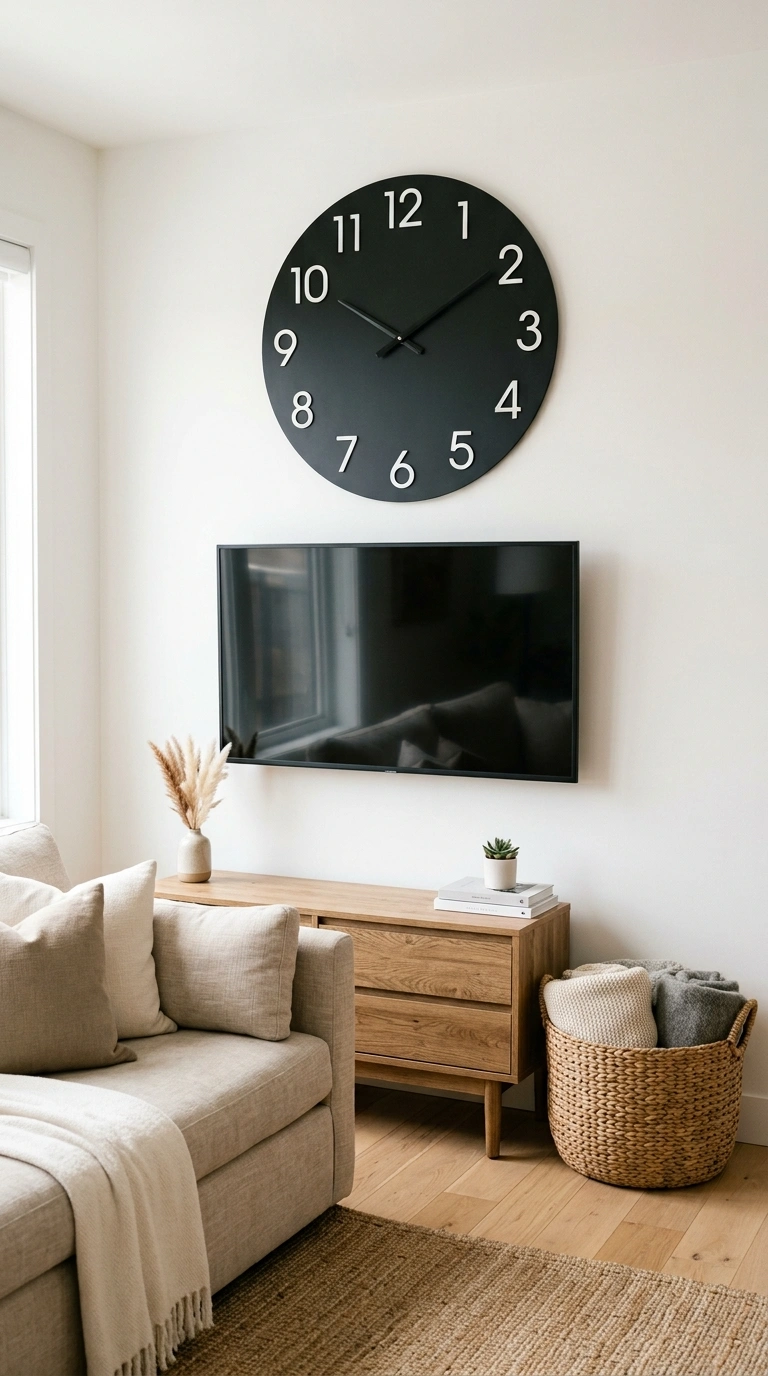 013 Oversized Wall Clock A large round matte black wal