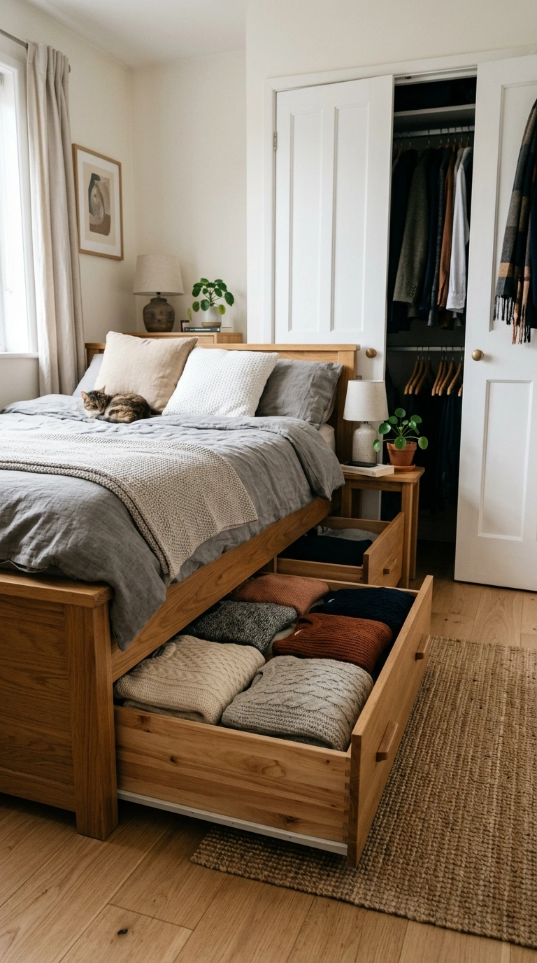 013 Underbed Drawer Pairing A small bedroom with under