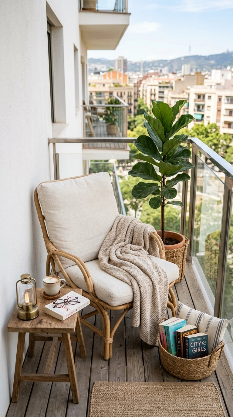 014 Balcony Reading Nook A narrow balcony corner with