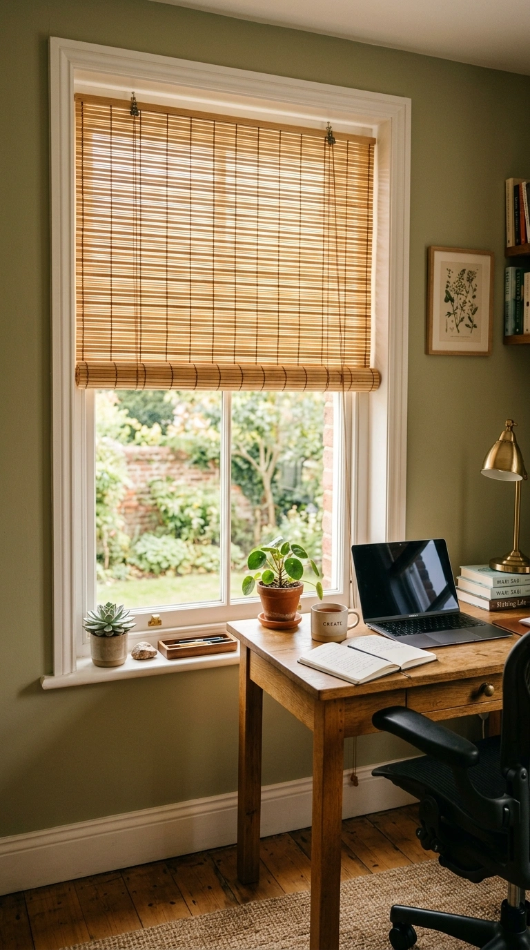 014 Bamboo Blinds Window A home office window fitted w