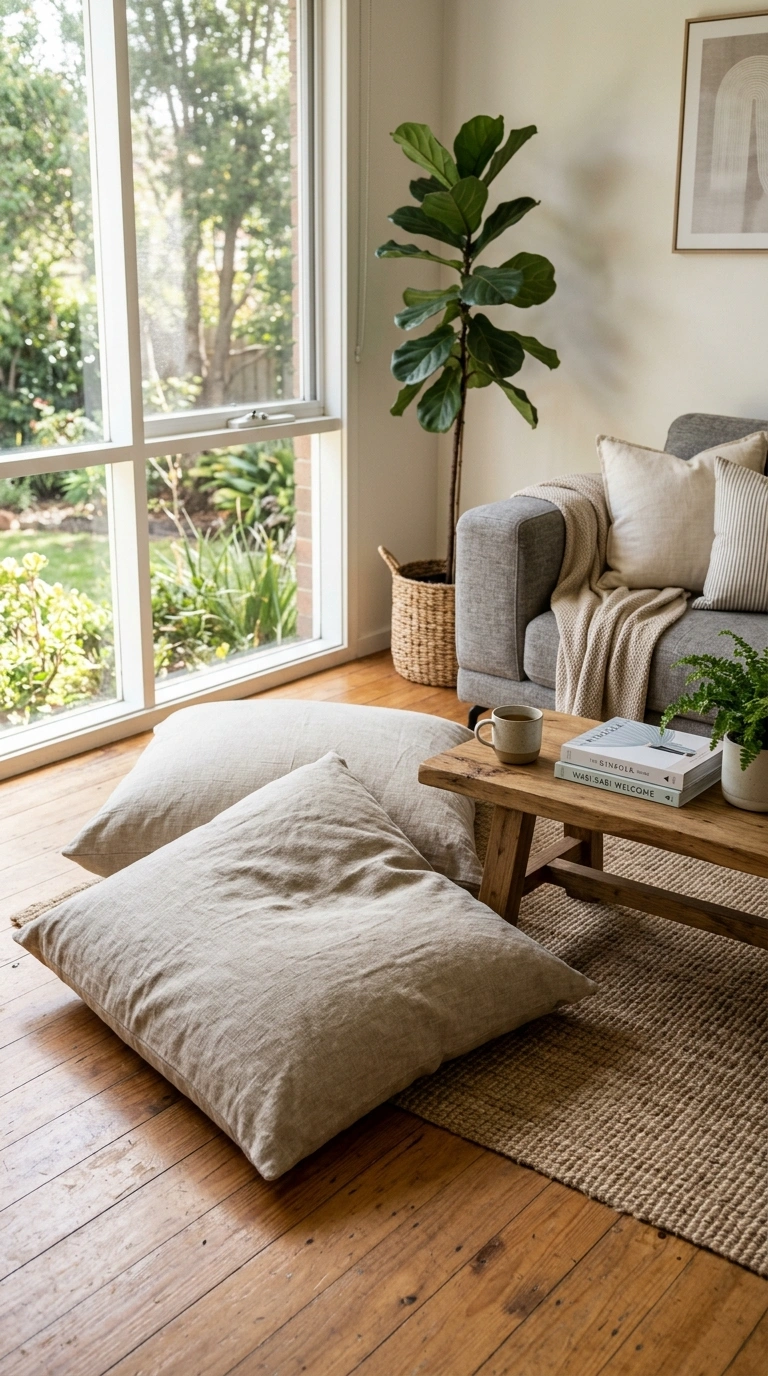 014 Floor Cushion Seating A living room with two large