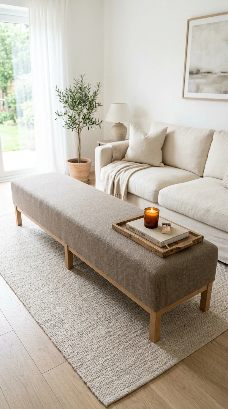 014 Long Bench Ottoman A long low bench ottoman uphols