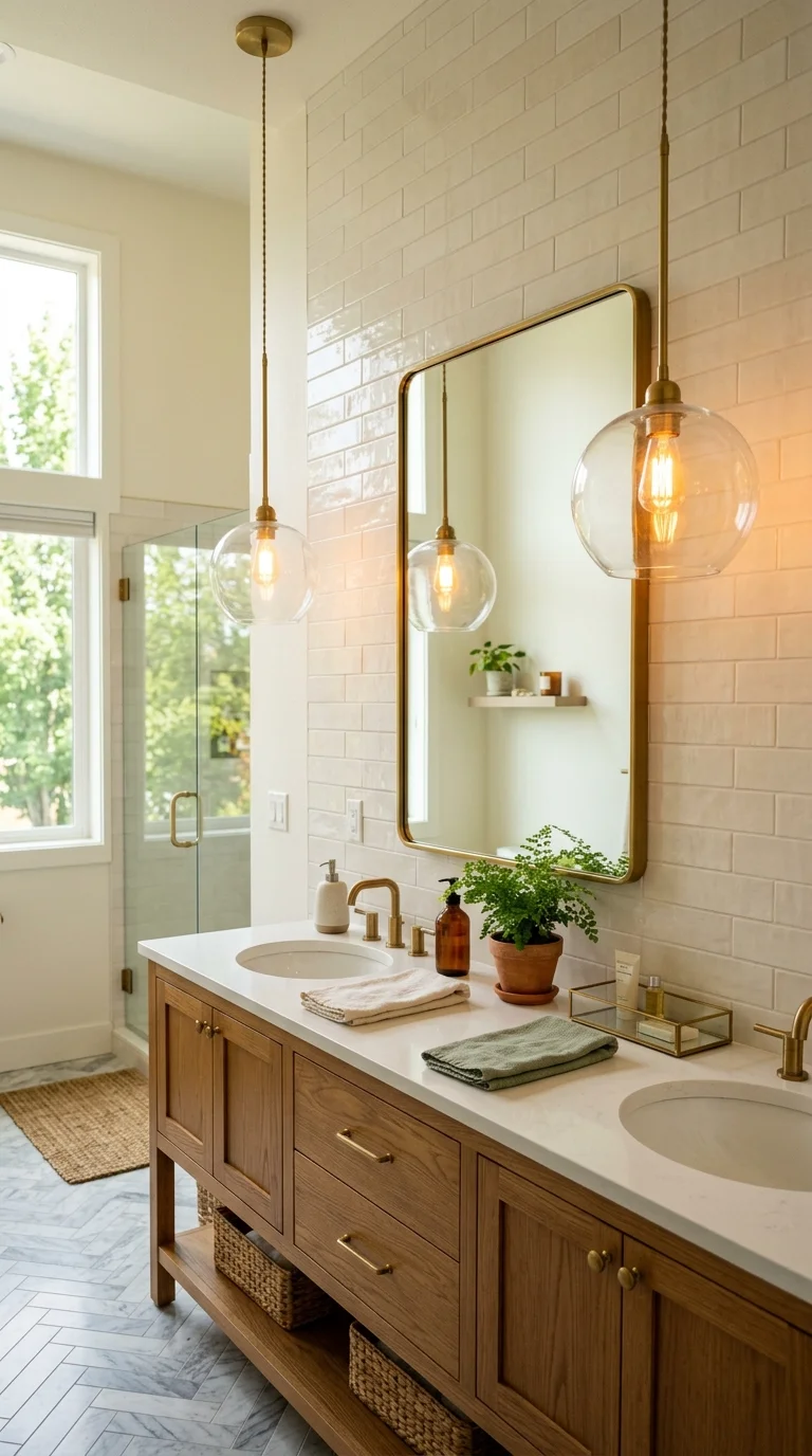 19 Bathroom Remodel Ideas to Refresh Your Space 15 014 Pendant Lighting Vanity A bathroom vanity with two