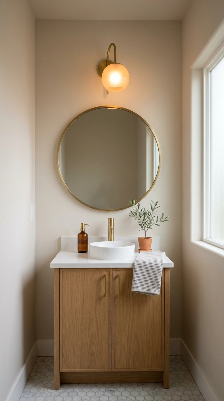 014 Powder Room Sconce A small powder room with a sing