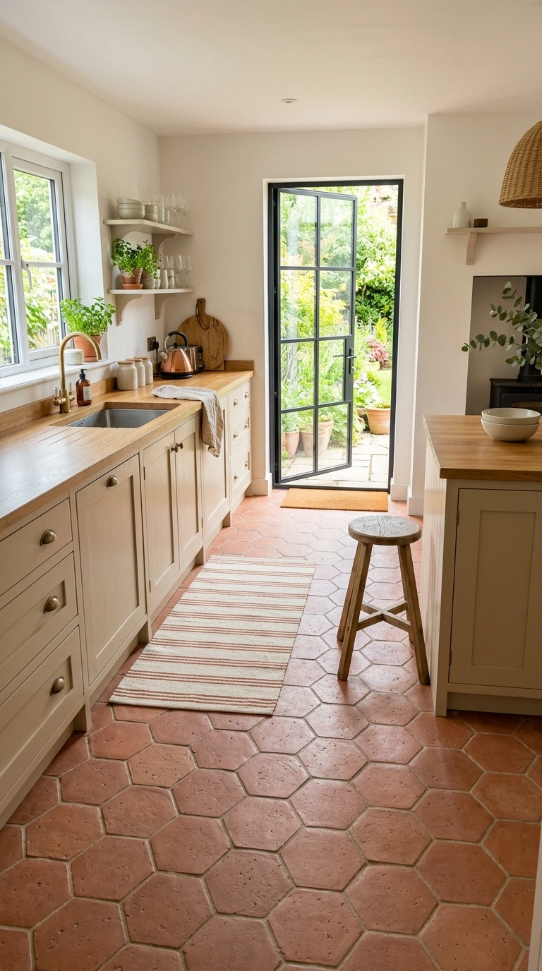 014 Terracotta Tile Floor A cashmere kitchen with matt