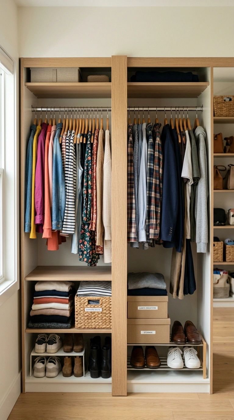 014 Vertical Divider Panels A shared closet interior w