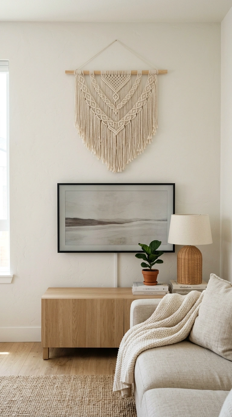 014 Woven Wall Hanging A cream cotton rope macrame wal