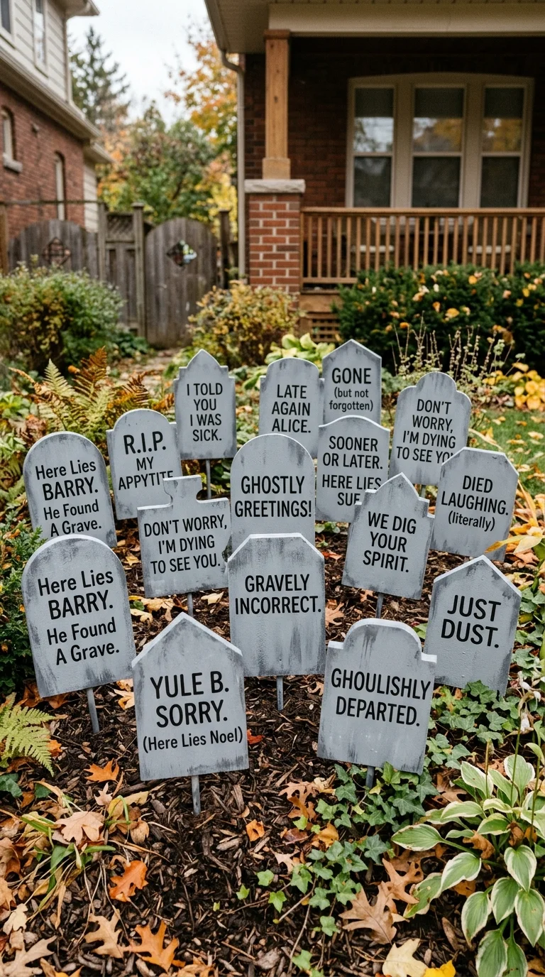 21 Dollar Tree Halloween DIY Ideas for a Spooky Home 16 015 15Graveyard Tombstone Markers Gray painted foam to