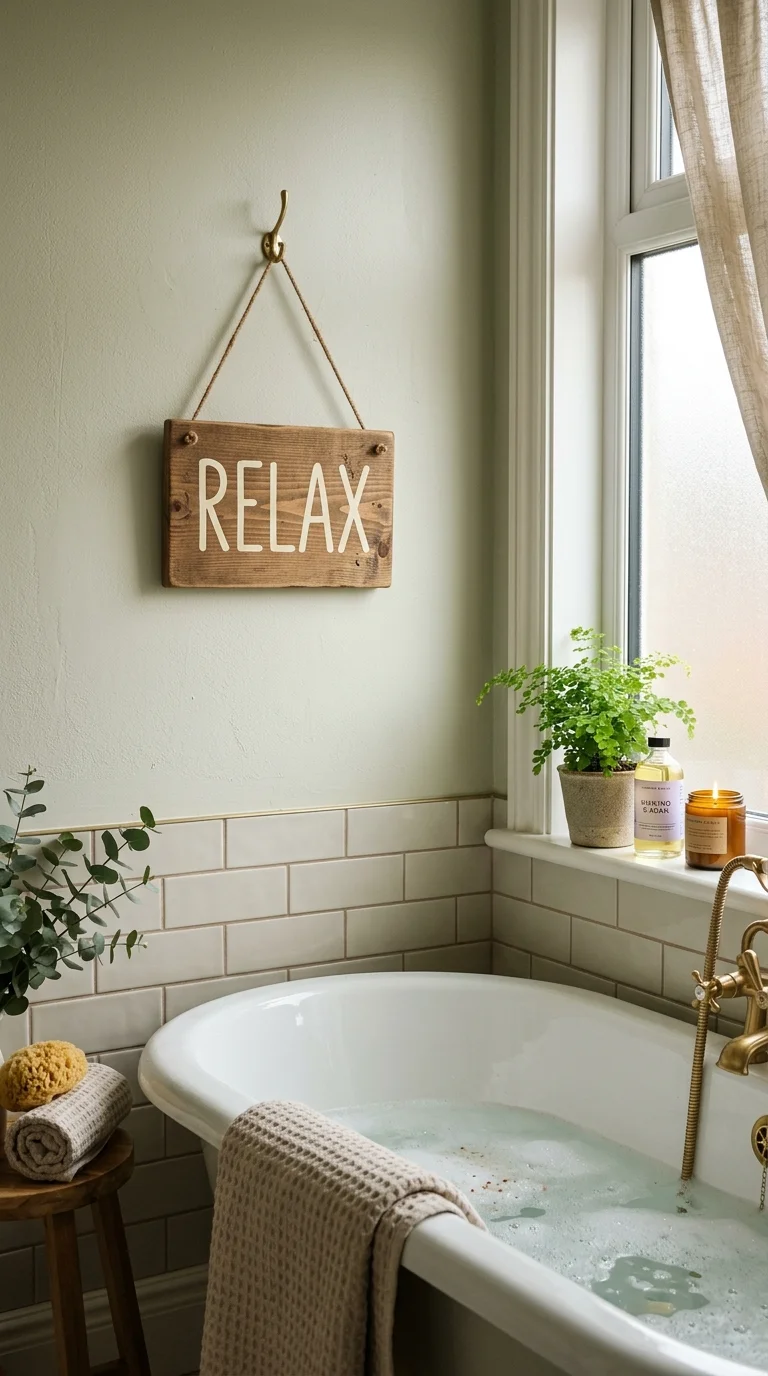 015 Bath Quote Sign A small wooden sign with the word