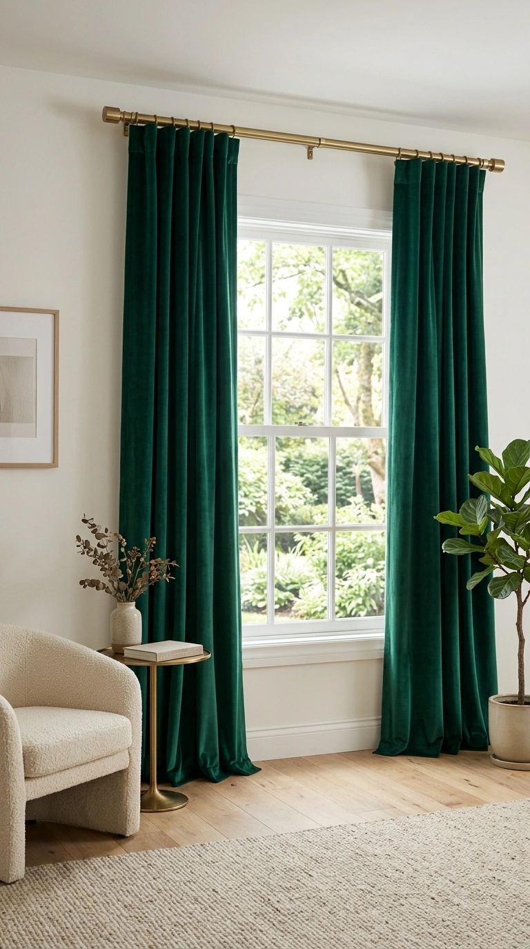 15 Modern Art Deco Home Decor Ideas for a Stylish Home 15 015 Jewel Tone Drapery A living room window framed wit