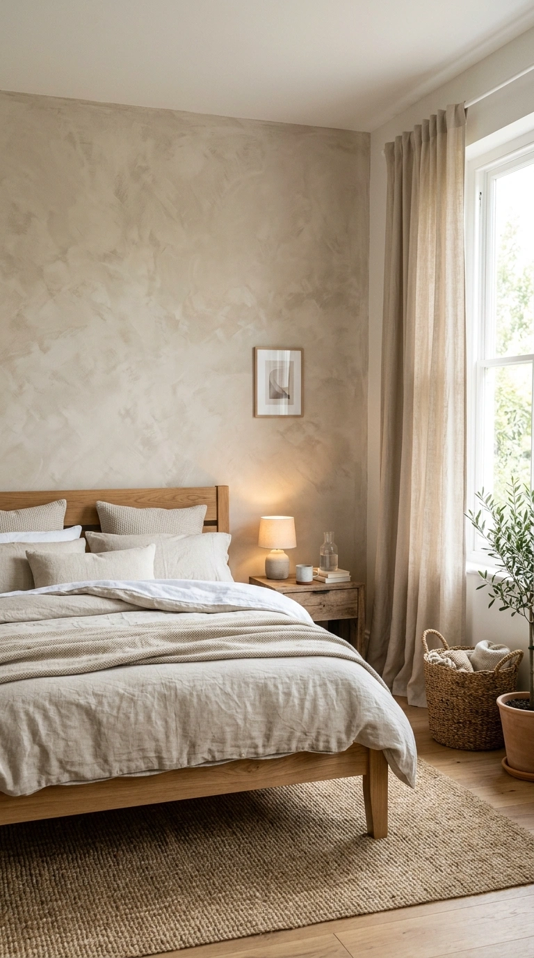 19 Easy Wall Ideas To Make Any Room Look New 16 015 Limewash Paint Finish A bedroom wall in soft cloud