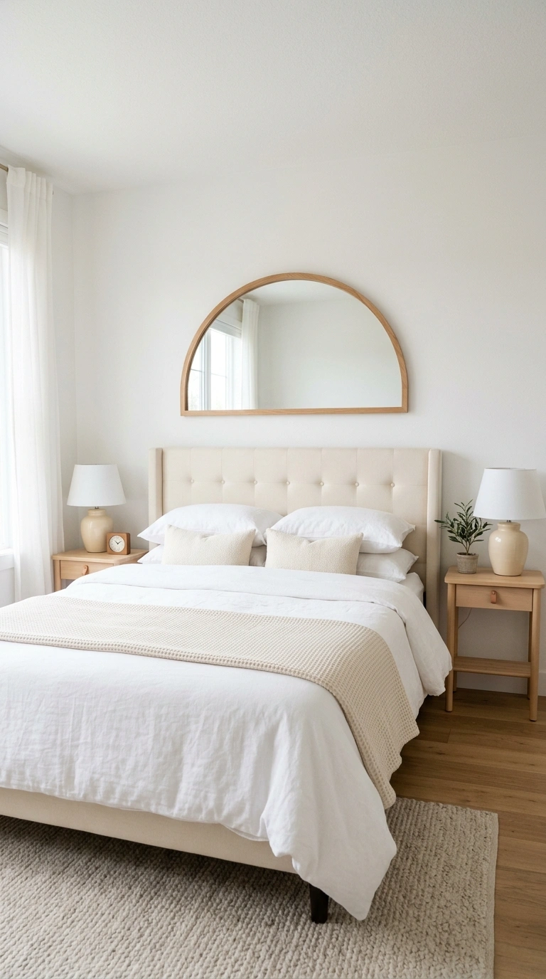 015 Mirror Above Bed Headboard A wide arched mirror wi