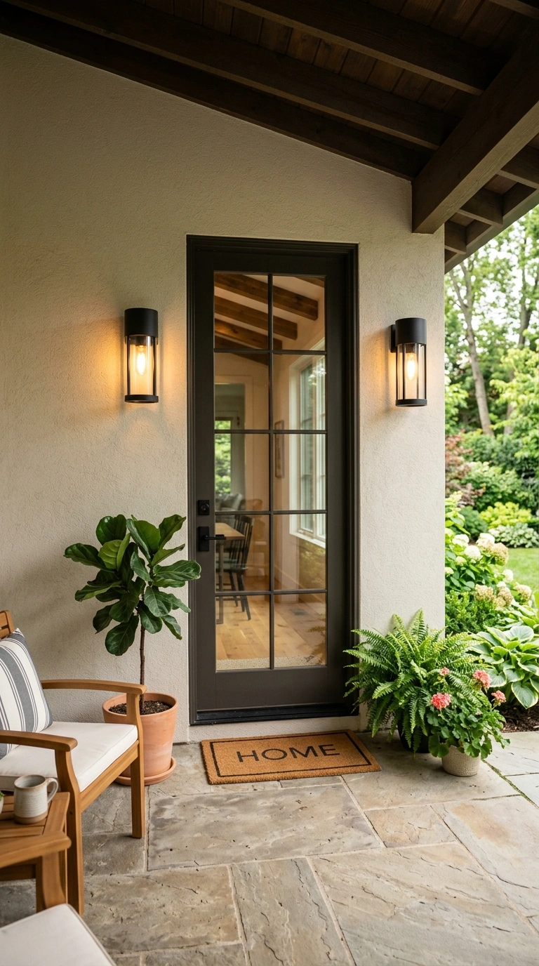 015 Outdoor Patio Sconce A covered patio wall with wea