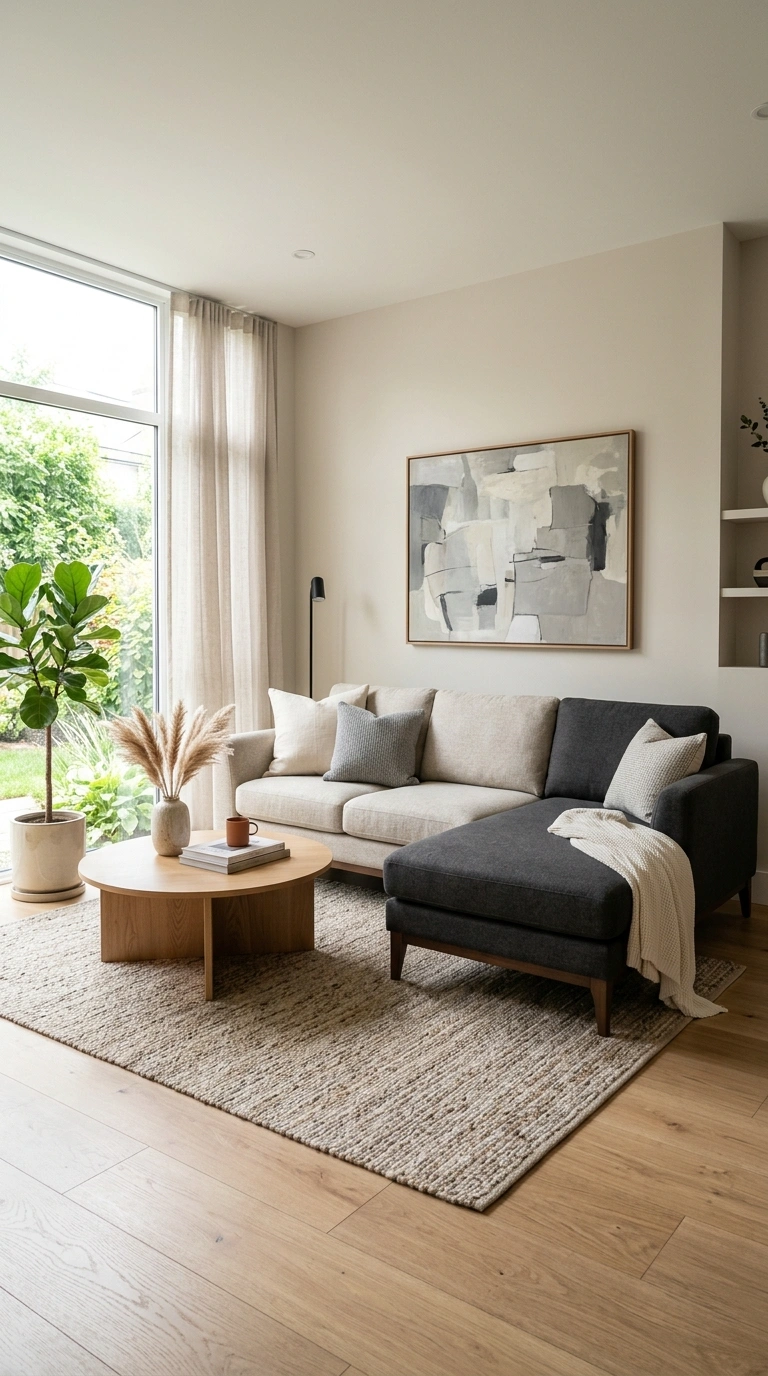 015 Two Tone Sectional Style A living room with a two 1 1