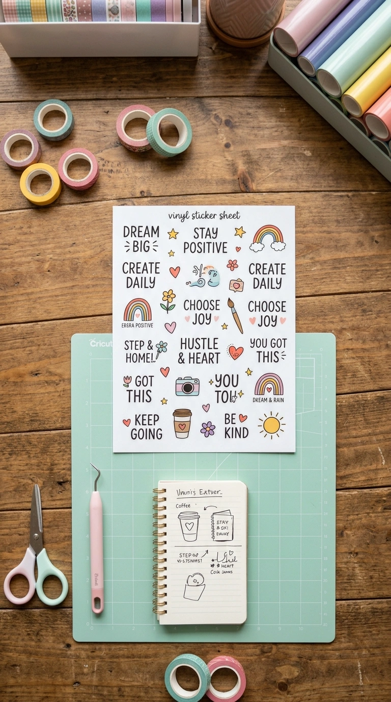 015 Vinyl Sticker Sheets A craft desk with a themed st