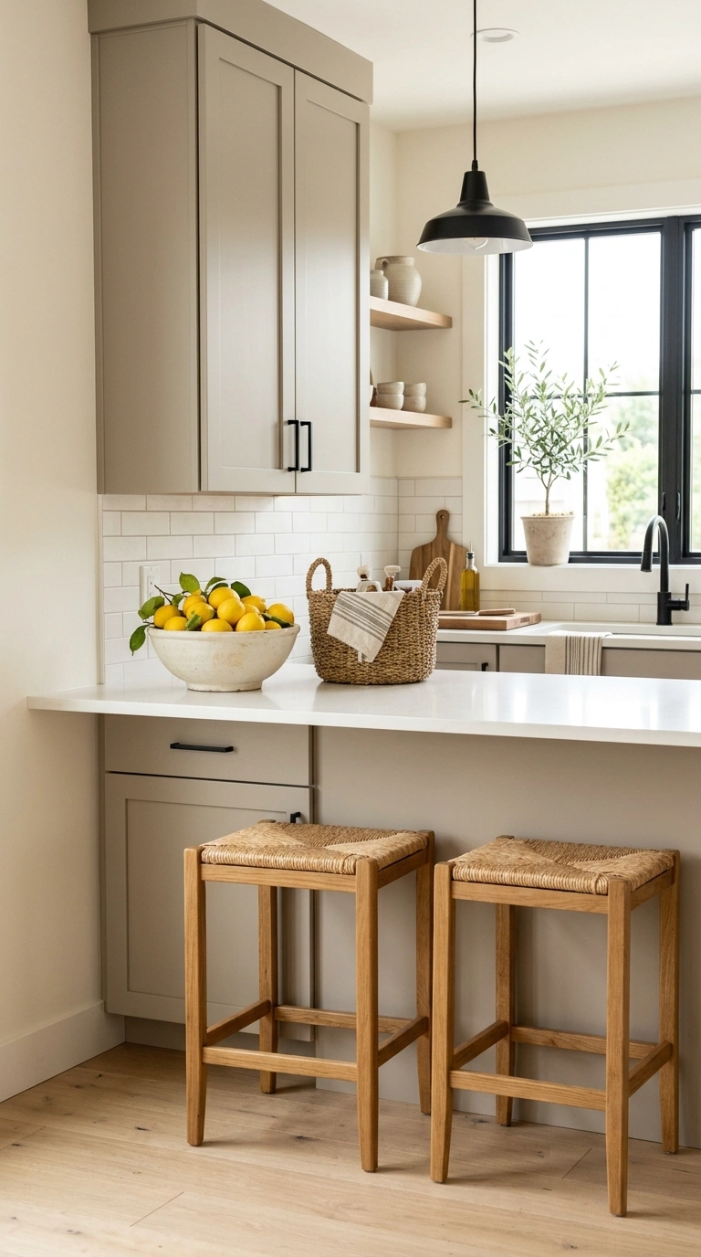 016 16 Warm Greige Cabinets A kitchen with warm greige