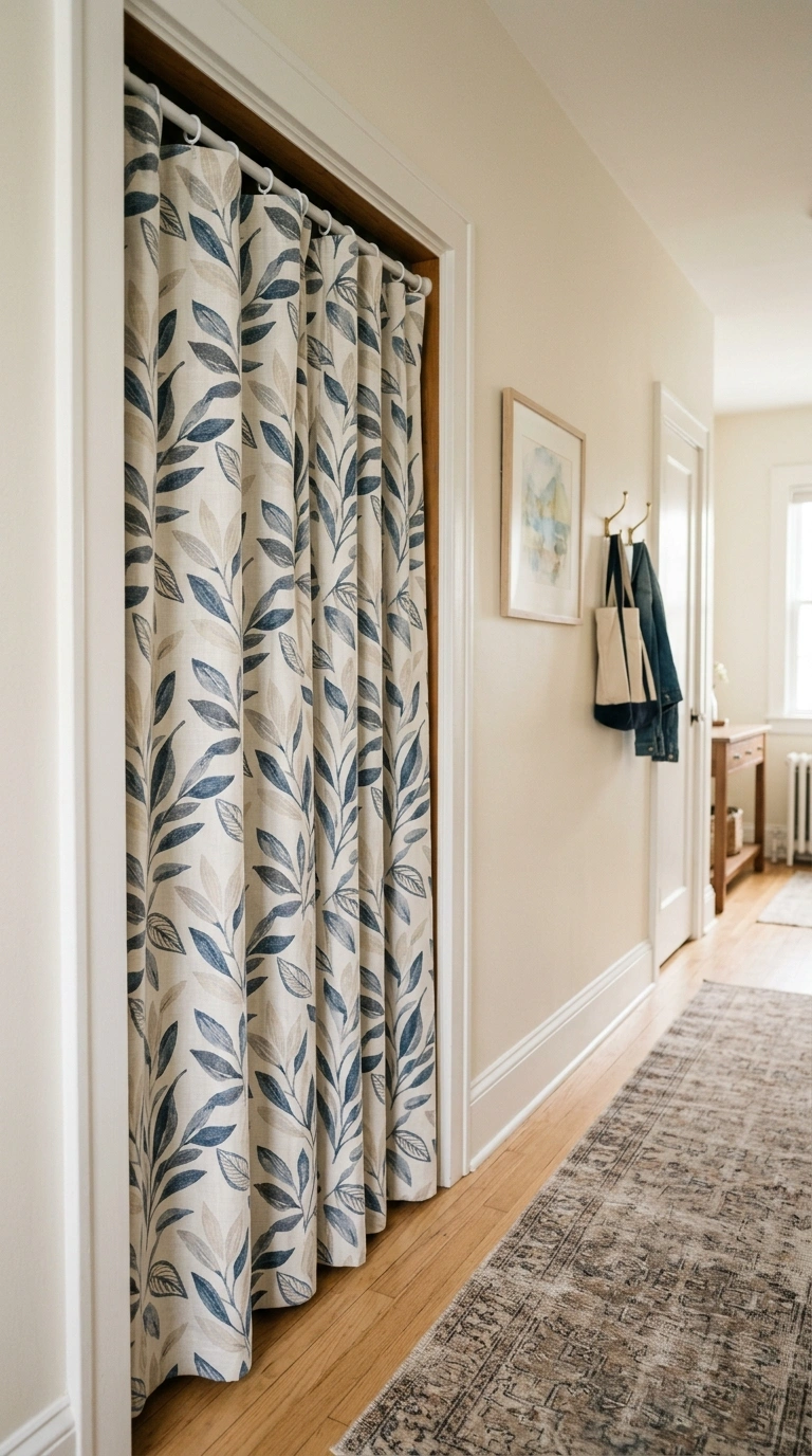 18 Inspiring Super Small Laundry Room Ideas for Apartment Renters 17 016 Closet Laundry Curtain A hallway closet opening wi