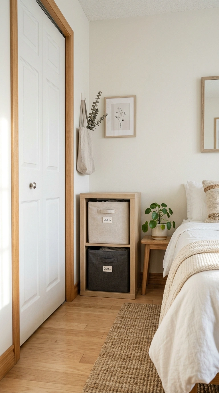 016 Laundry Hamper Nook A bedroom nook with two Kallax 1