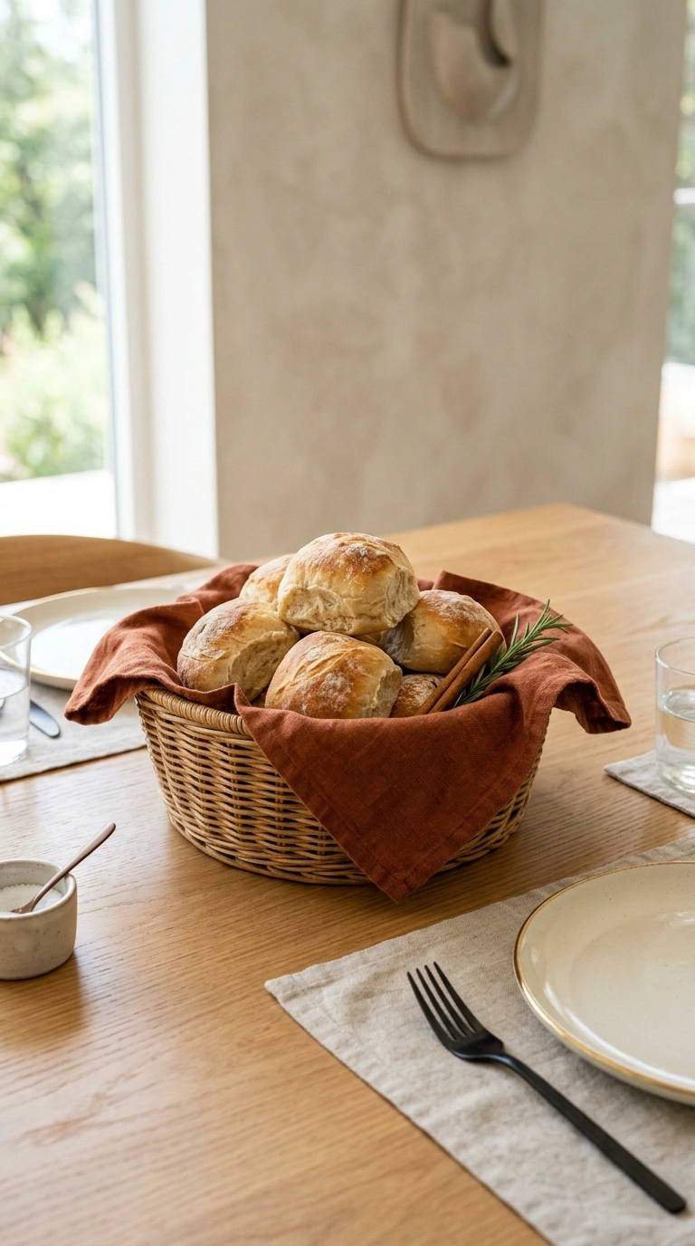 16 Beautiful Fall Basket Ideas to Add Seasonal Charm 17 016 Napkin Lined Basket A dinner table with a basket l