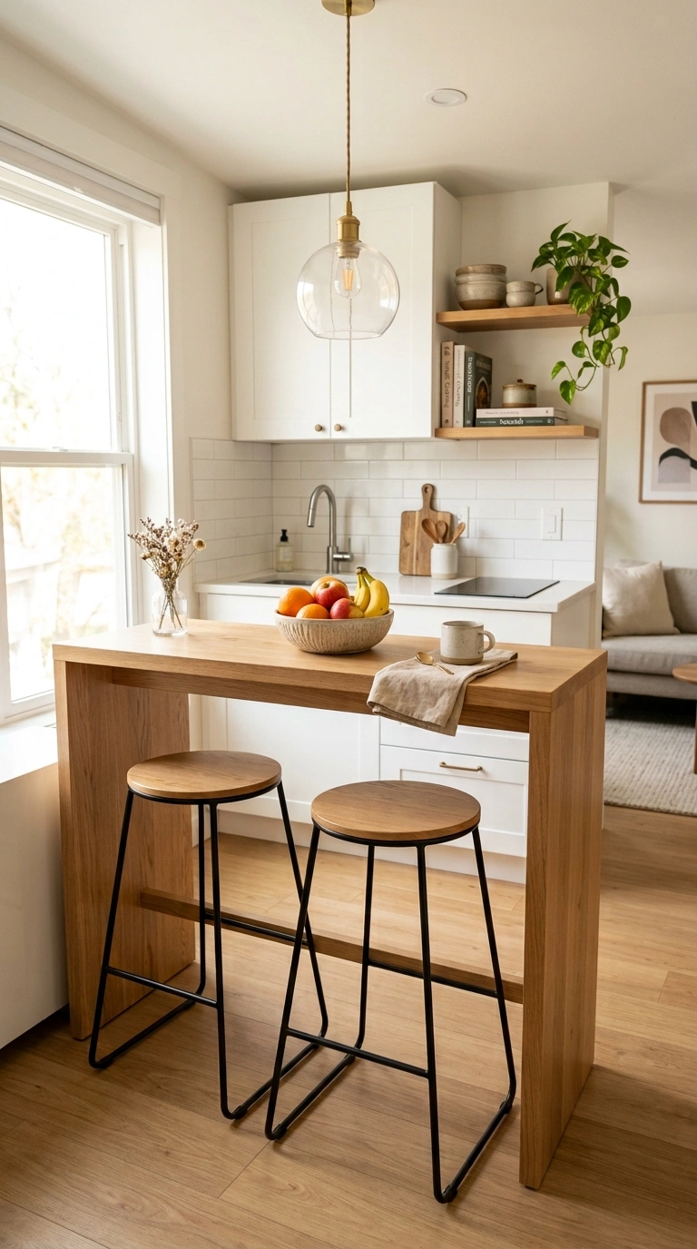 016 Peninsula Counter Seating A narrow wooden peninsul