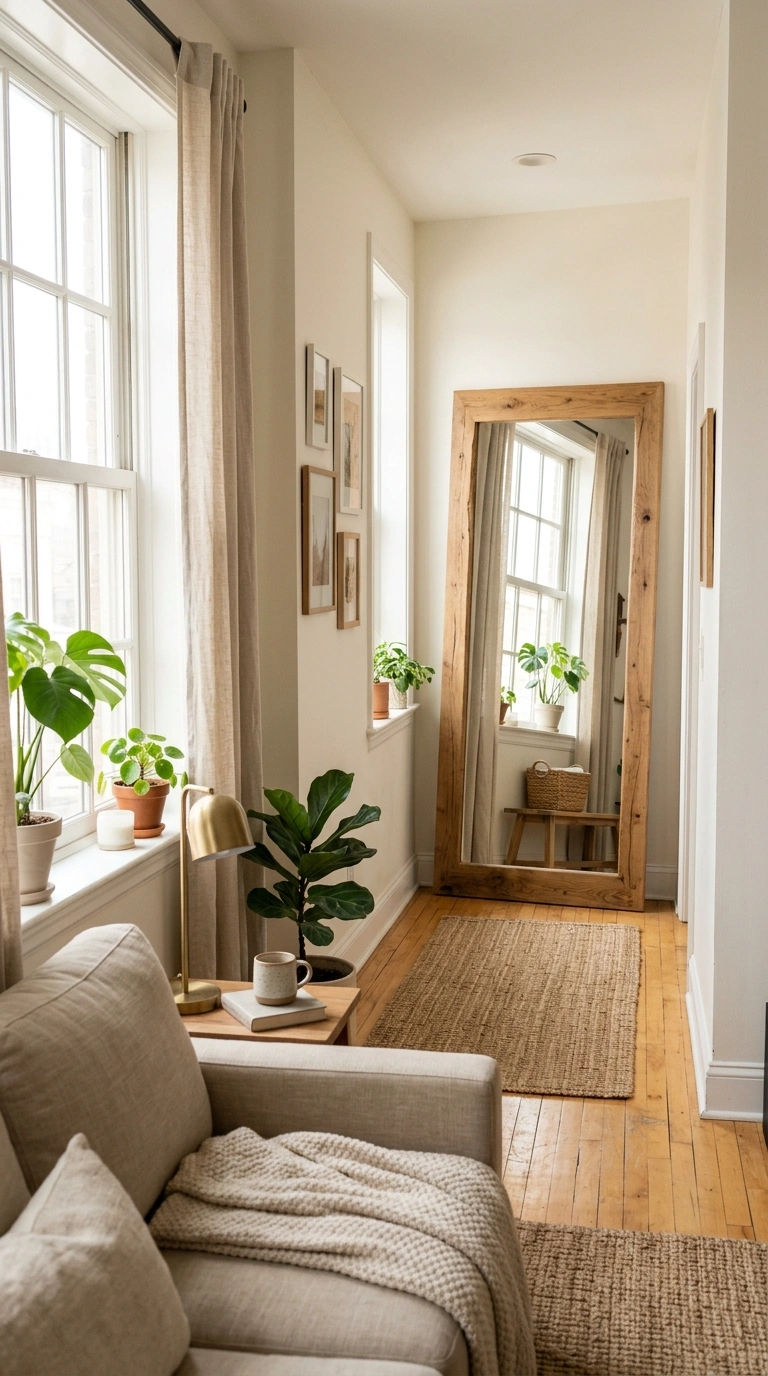 016 Use A Statement Mirror A tall leaning floor mirror