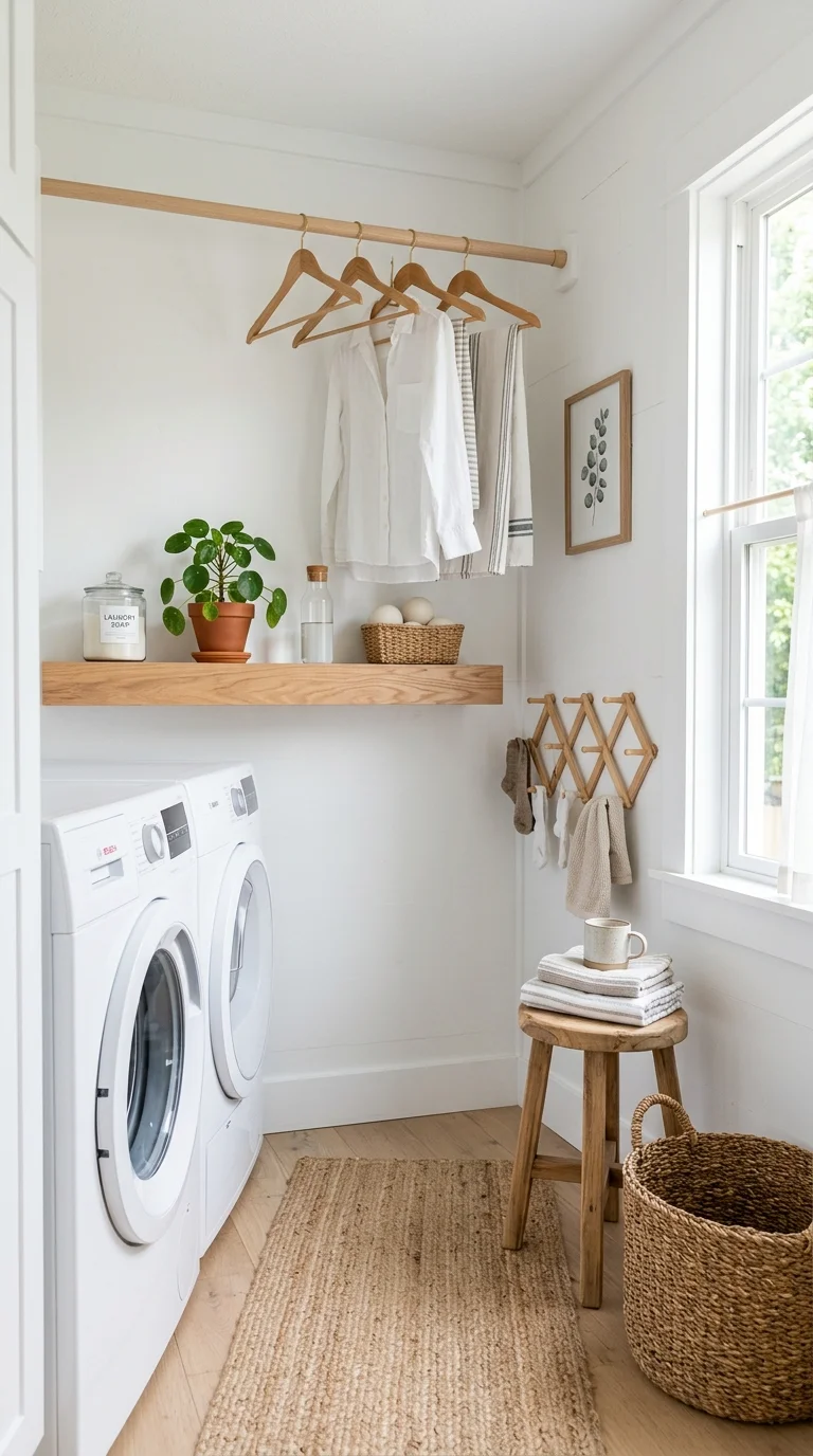 016 Warm Wood Accents A small white laundry room with