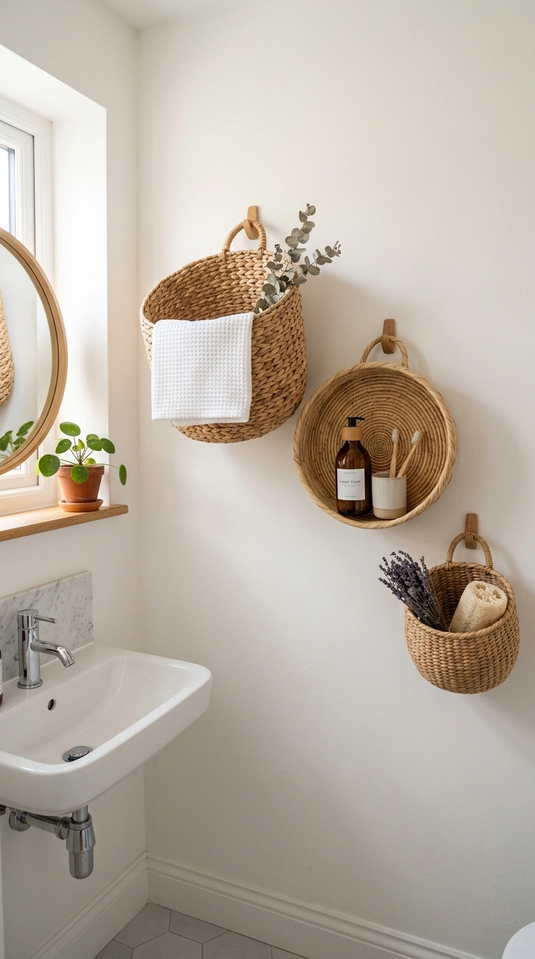 016 Woven Wall Basket A small downstairs toilet wall s