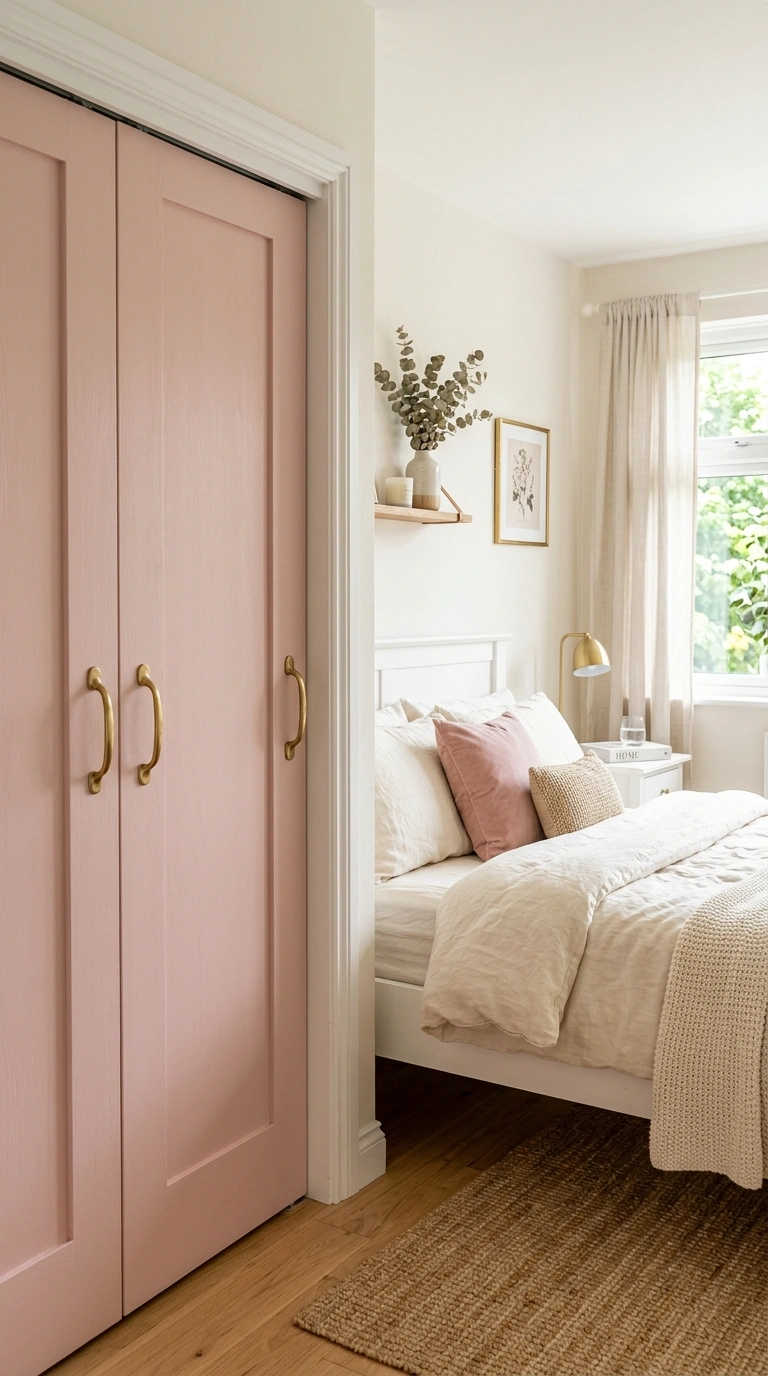 017 17 Pink Closet Doors A bedroom with sliding closet