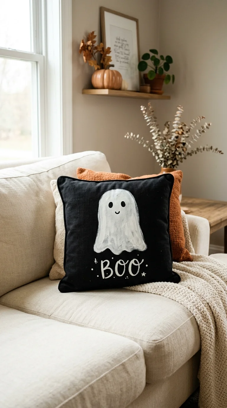 21 Dollar Tree Halloween DIY Ideas for a Spooky Home 18 017 17Halloween Throw Pillow A black pillow cover with