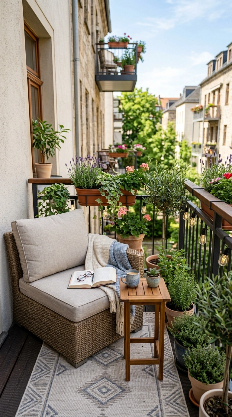 23 Simple Reading Nook Ideas You Can Set Up Today 18 017 Balcony Reading Corner A small balcony with a comp