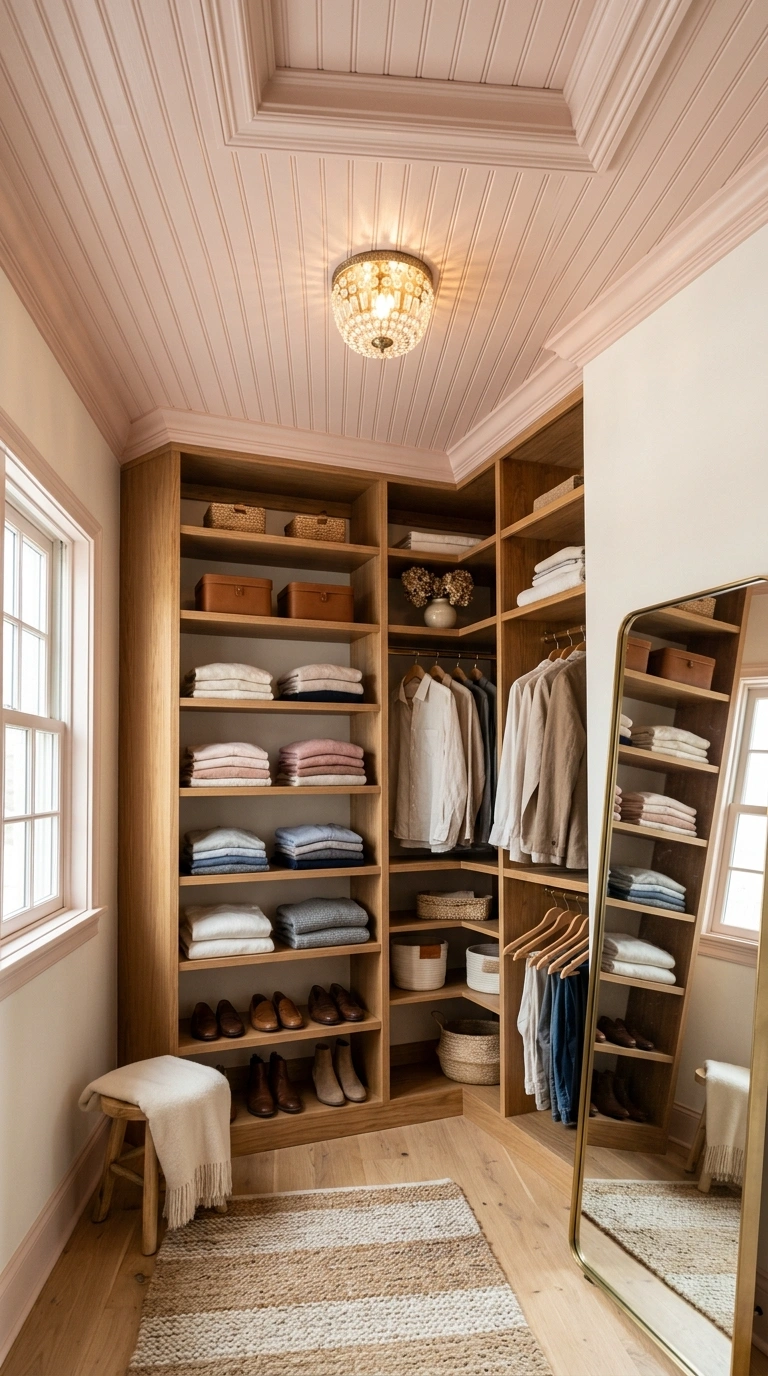 017 Cozy Closet Ceiling A walk in closet with a soft b