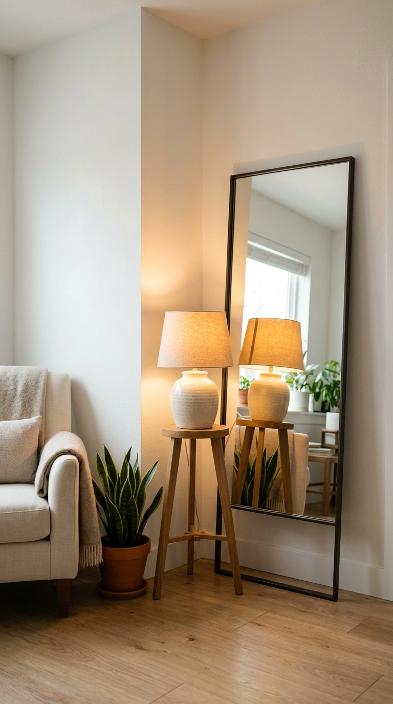 017 Dark Corner Mirror Lamp A rectangular thin framed