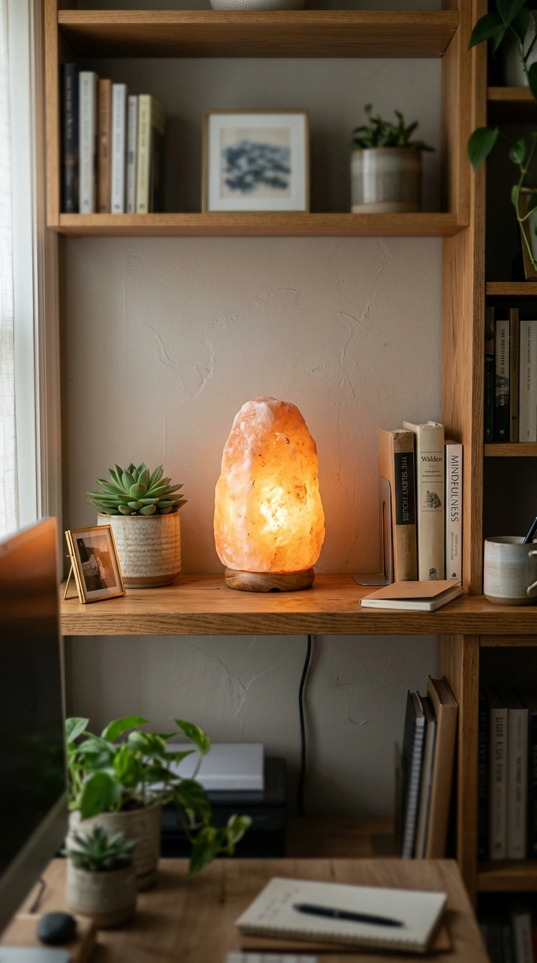 017 Himalayan Salt Lamp A Himalayan salt lamp glowing