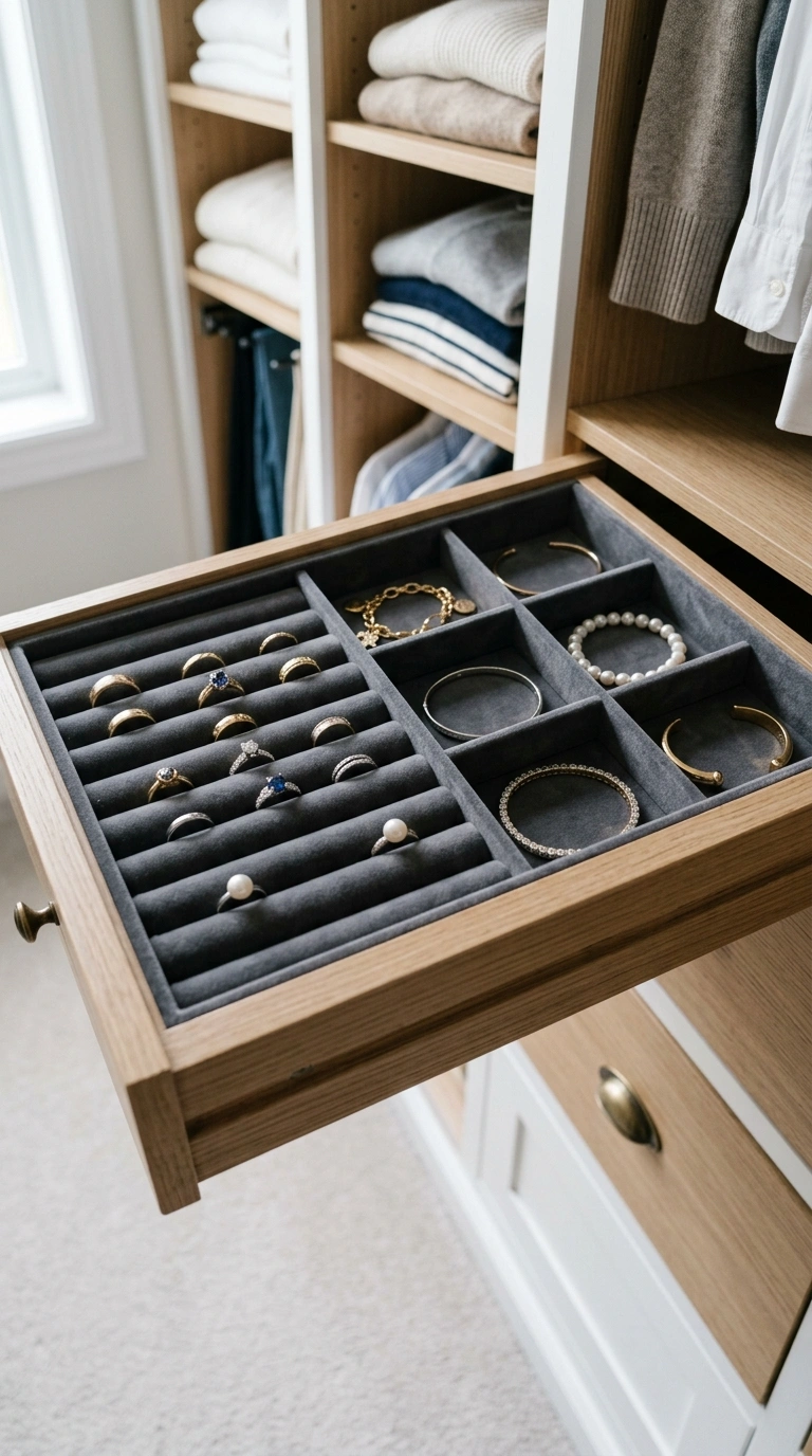 017 Jewelry Drawer Insert A shallow open closet drawer
