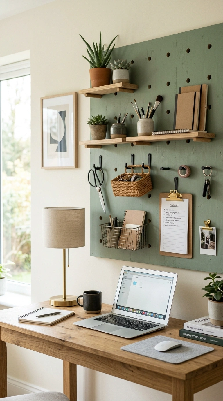 19 Easy Wall Ideas To Make Any Room Look New 18 017 Pegboard Wall Display A home office wall with a sa
