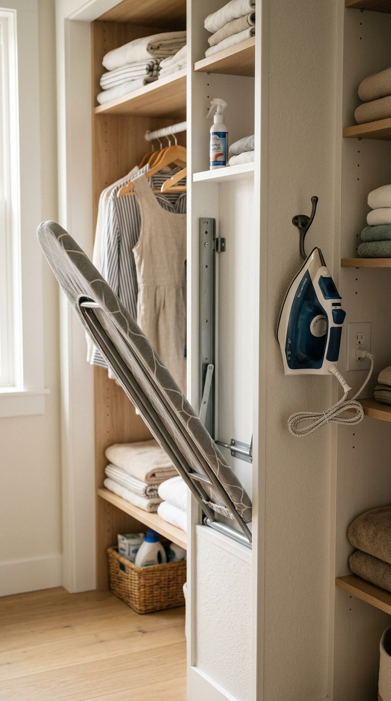 018 Fold Out Ironing Nook A slim fold down ironing boa