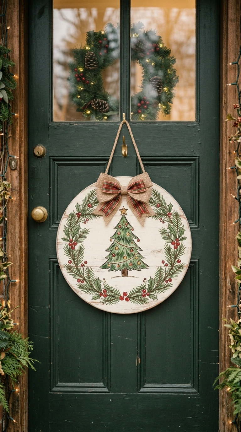 018 Holiday Door Hangers A front door with a wood Chri
