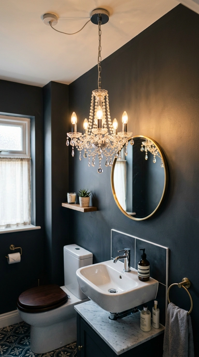 018 Mini Chandelier Touch A small downstairs toilet wi