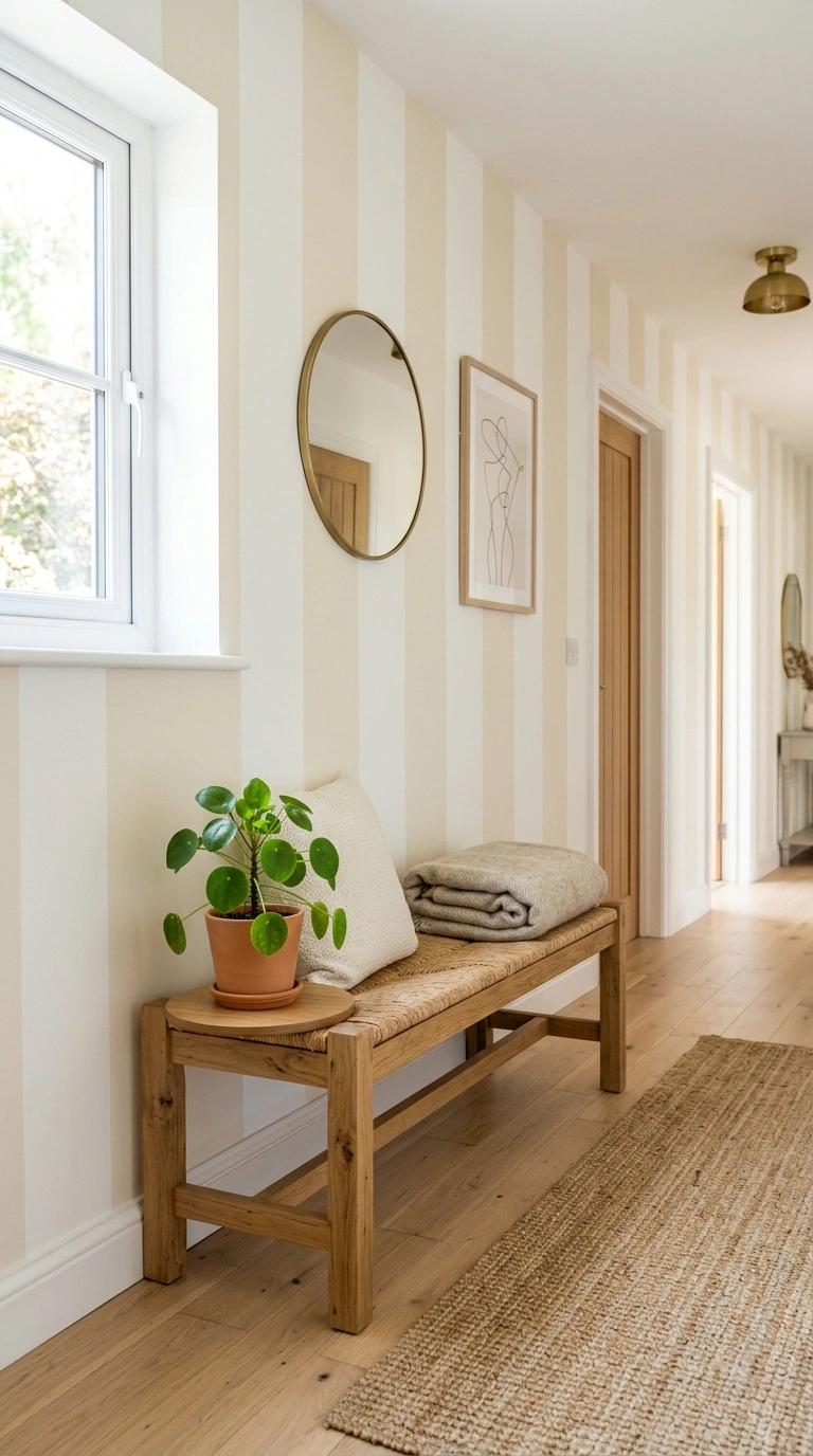 19 Easy Wall Ideas To Make Any Room Look New 19 018 Painted Stripe Wall A hallway wall with wide verti
