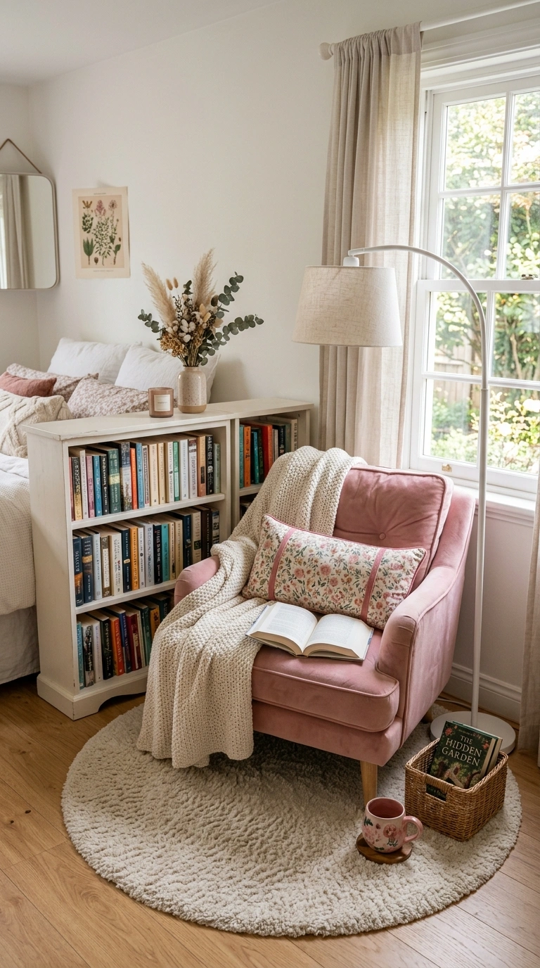 019 19 Pink Reading Corner A cozy bedroom reading corn