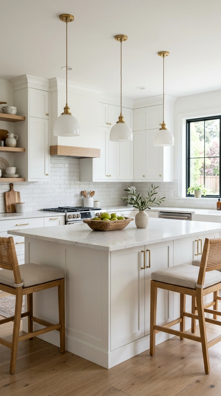 019 19 Simple Island Pendants A white shaker kitchen i