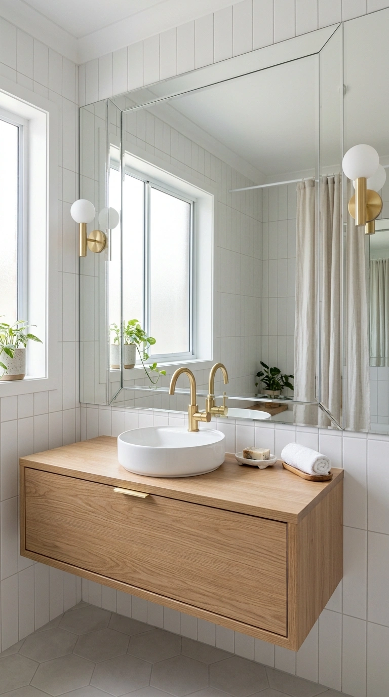 019 Frameless Bathroom Wall Mirror A large frameless m
