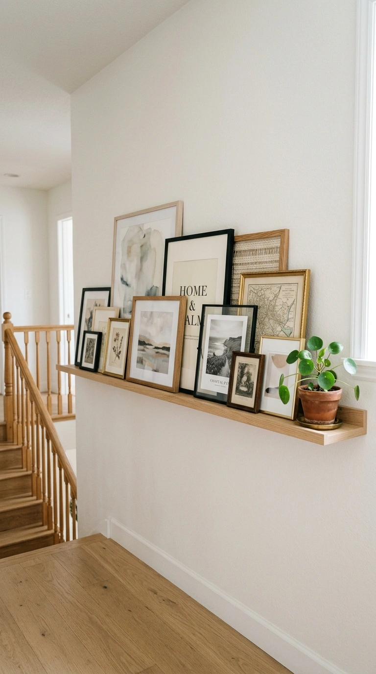 19 Stair Landing Decor Ideas to Make the Most of Your Space 20 019 Landing Art Ledge A stair landing wall with a long