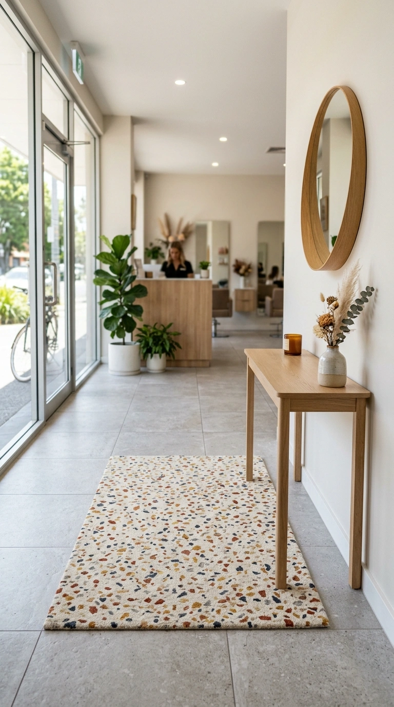 22 Stunning Beauty Salon Interior Design Ideas on a Budget 20 019 Terrazzo Floor Accents A salon entrance with a ter