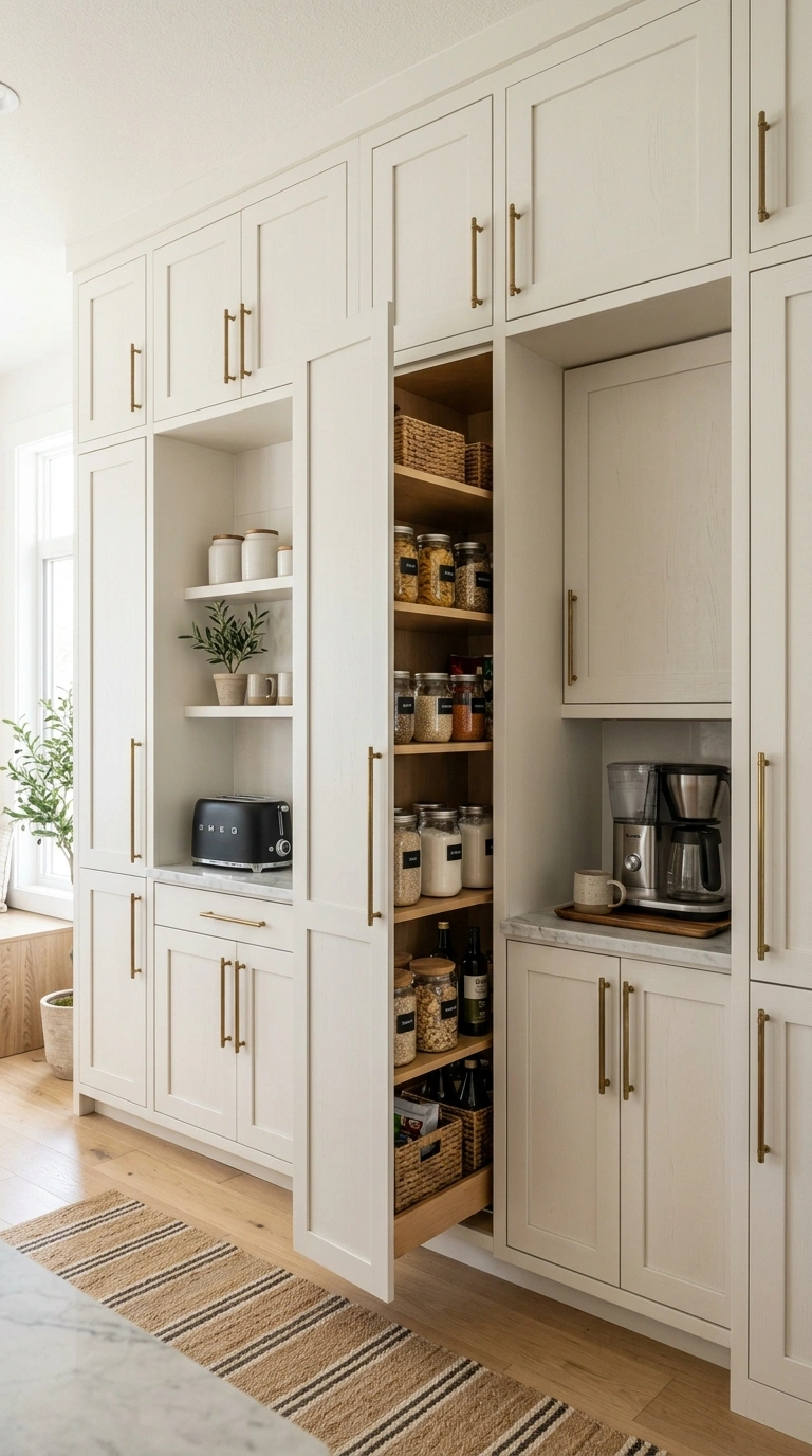 020 20 Built In Pantry Wall A full wall of tall warm w