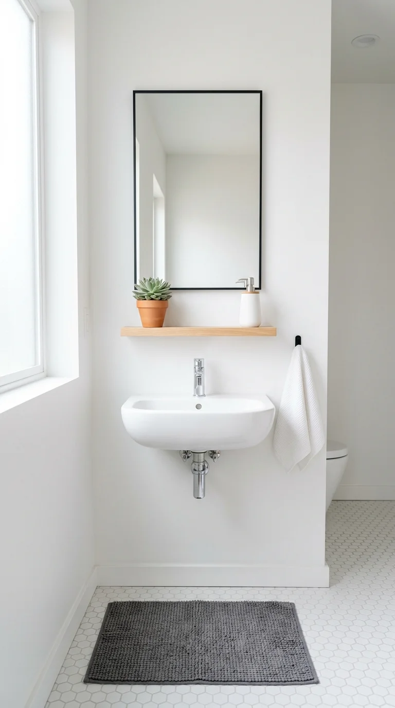 021 Modern Minimal White A modern white powder room wi