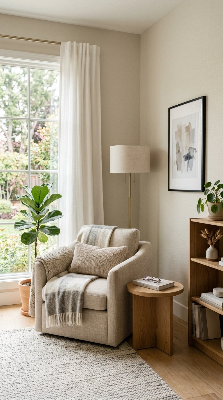 23 Simple Reading Nook Ideas You Can Set Up Today 22 021 Office Corner Lounge A small armchair in the corne