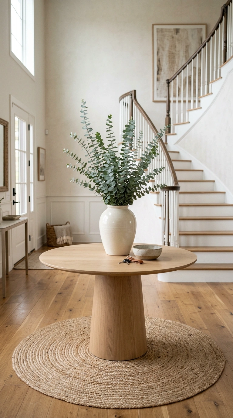 23+ Stunning Entryway Decor Ideas To Try Now 22 021 Round Foyer Table A spacious foyer with a round pe